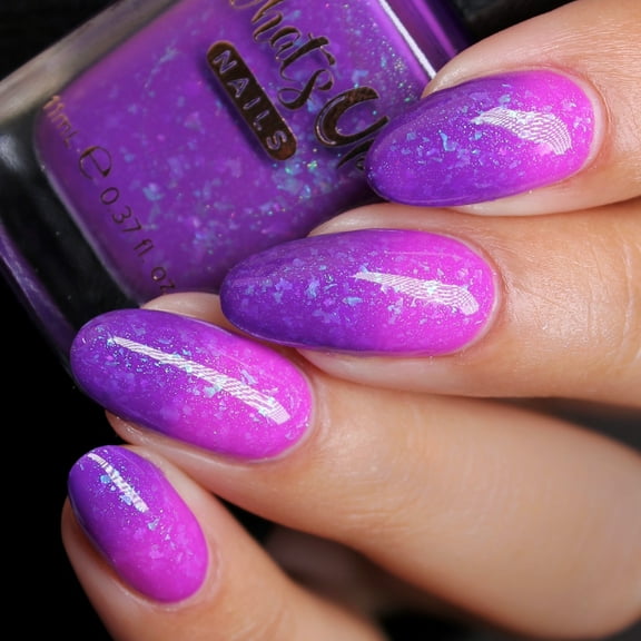 Whats Up Nails - Temperamental Iris Regular Polish (Thermal Purple/Pink with Green Iridescent Flakies) 12 Free Cruelty Free Vegan