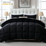 WhatsBedding 2 Pieces Bed In a Bag Comforter Set Duvet Insert,Reversible,Black/Grey,Twin