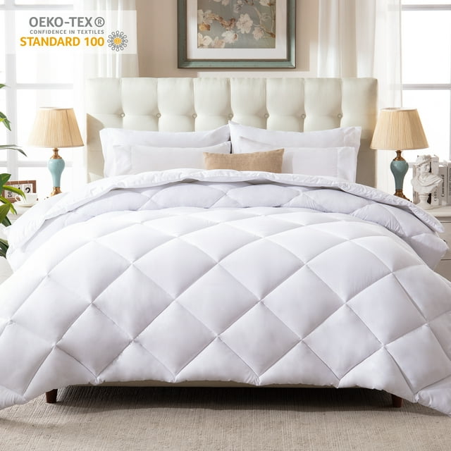 WhatsBedding Full Size Reversible 3 Piece Comforter Set, Duvet Insert, White