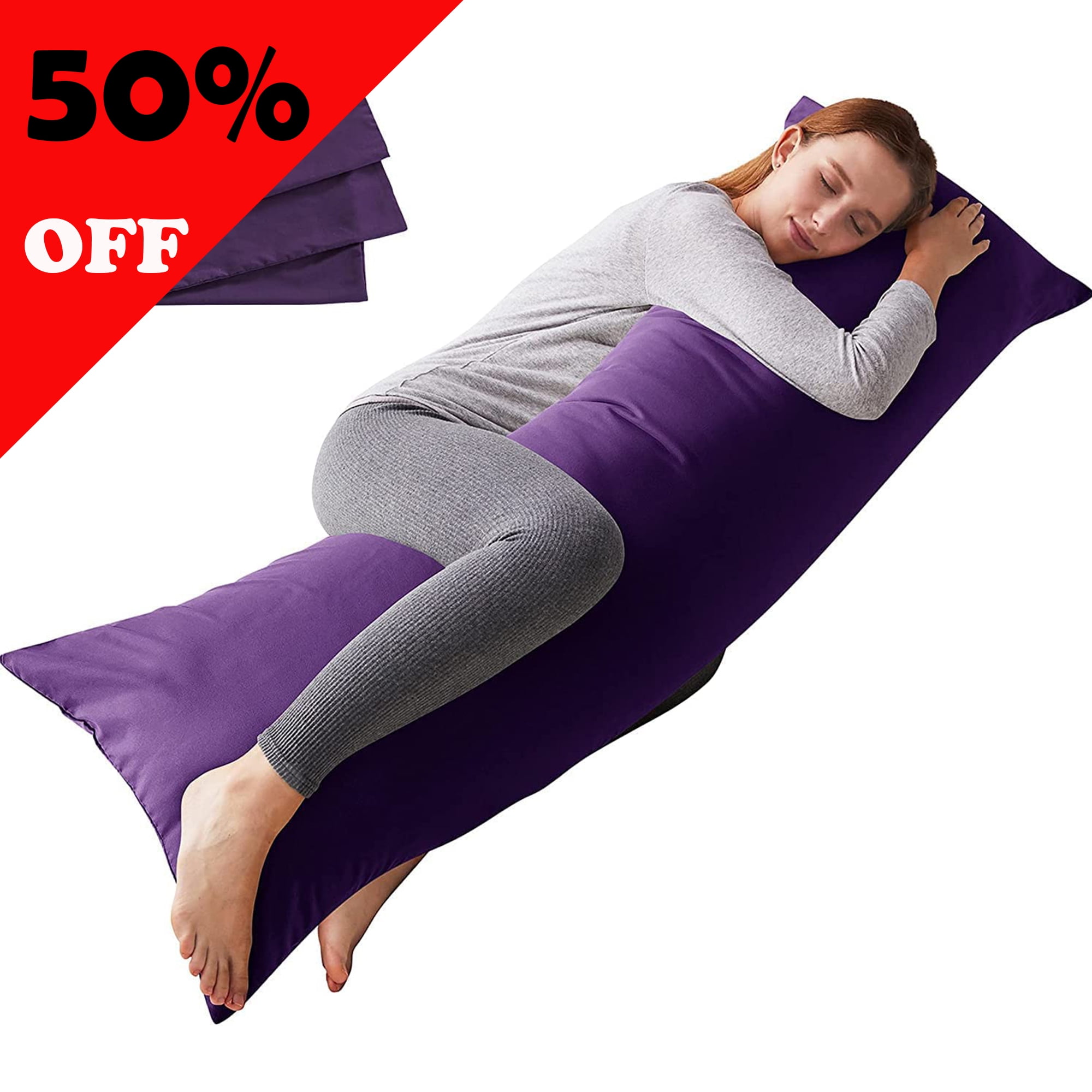 WhatsBedding Body Pillow with Pillowcase for Adults,Soft Long Bed