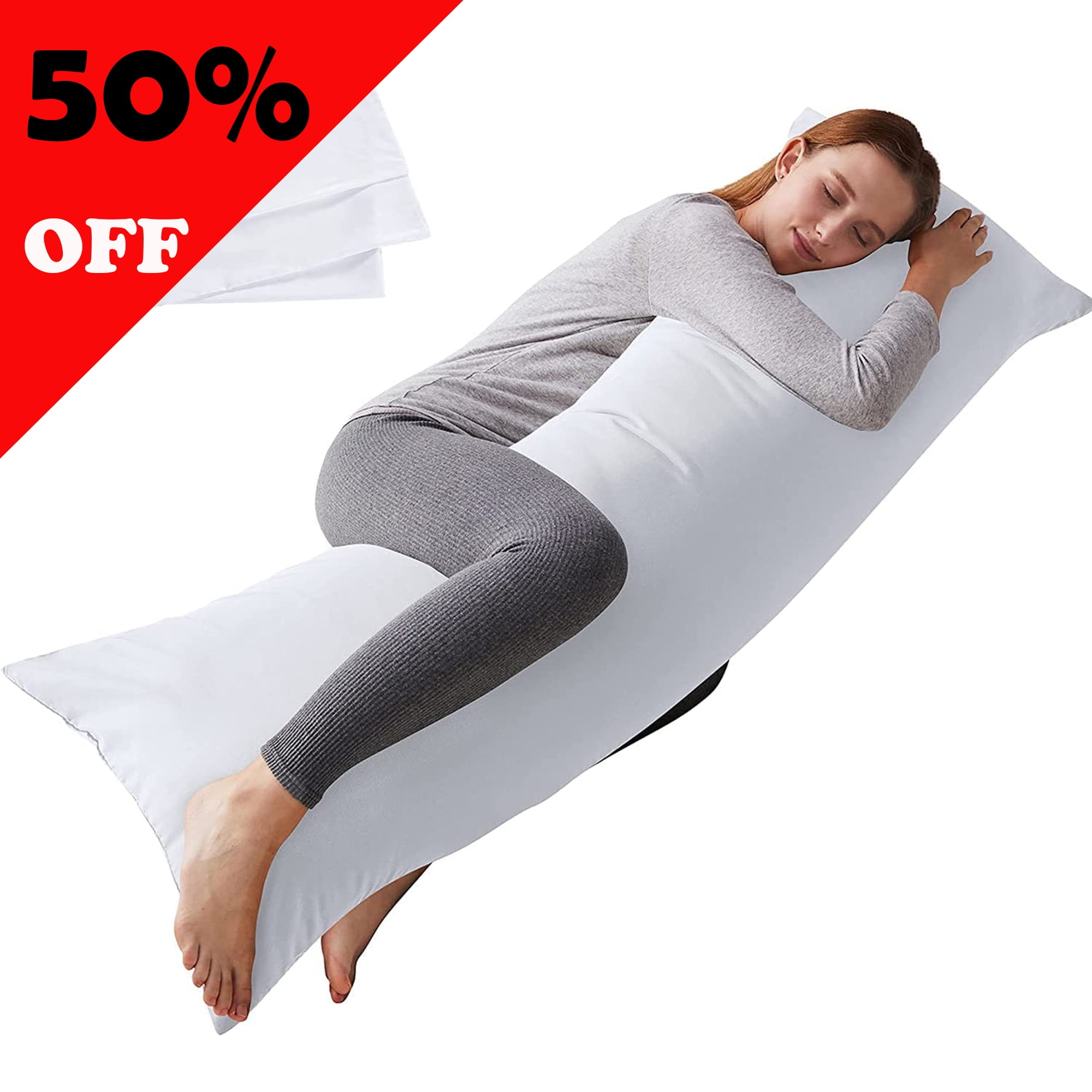 WhatsBedding Body Pillow with Pillowcase for Adults,Soft Long Bed