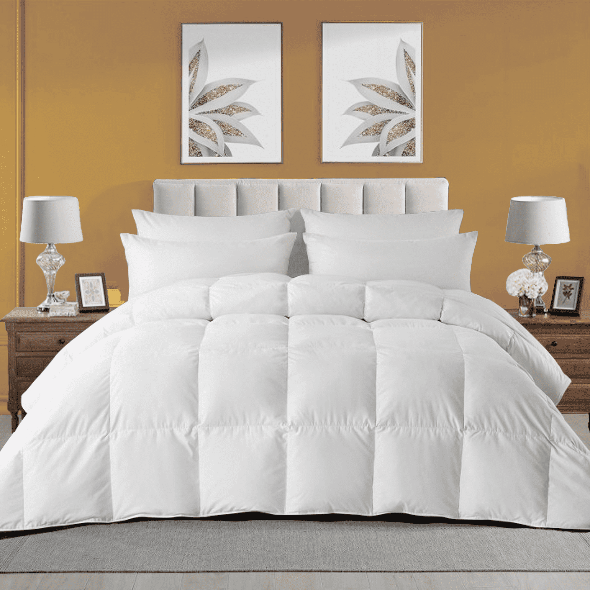 WhatsBedding Heavyweight Down Comforter Duvet White Duvet Insert Cotton