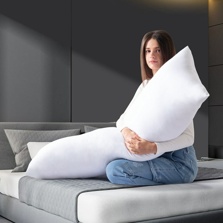 WhatsBedding Body Pillow with Pillowcase for Adults,Soft Long Bed Pillow,20x54in,White  
