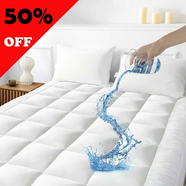 WhatsBedding Queen Size Waterproof Mattress Cover Cotton Quilted Pillow