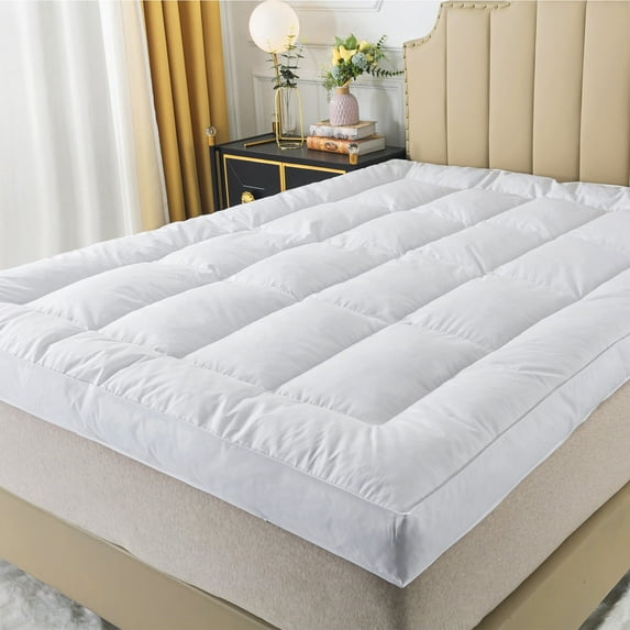 Yalamila Twin Size Mattress Topper 5 Inch 1900 GSM Goose Down and Feather Bed,Extra Thick,100% Cotton Hotel Collection Pillow Top,39x75 Inch