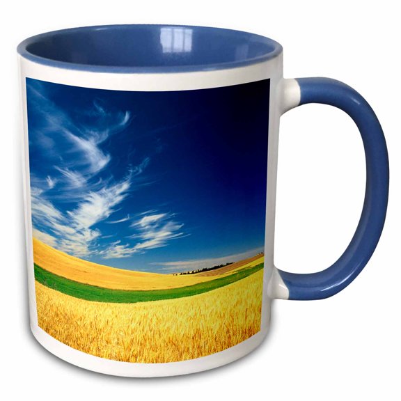 3drose, Wheat Agriculture on the Palouse in Washington - Us48 Rdu0051 - Richard Duval, 11oz Two-tone Blue Mug