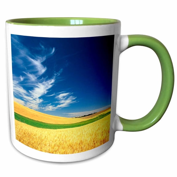3drose, Wheat Agriculture on the Palouse in Washington - Us48 Rdu0051 - Richard Duval, 11oz Two-tone Green Mug