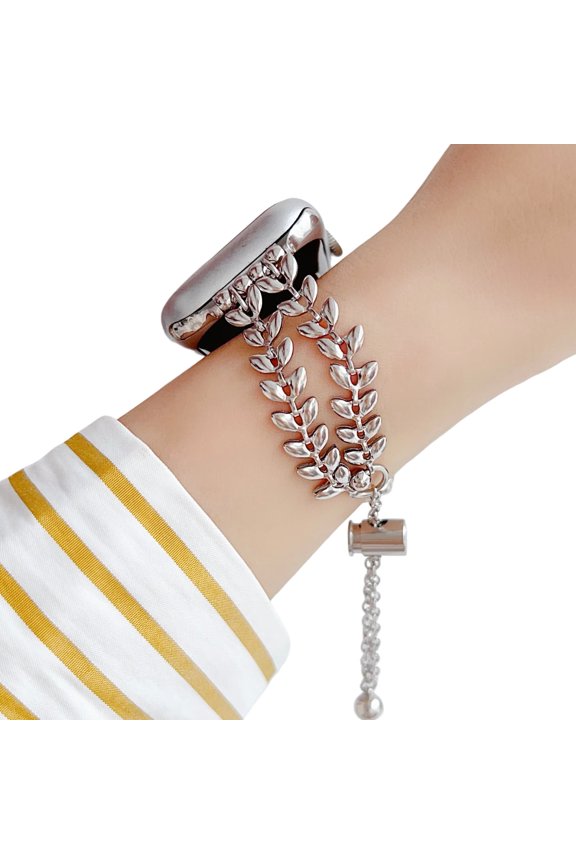 Wheat Chain Bands for Apple Watch 49mm 46mm 45mm 44mm 42mm 41mm 40mm 38mm, Slim Stainless Steel Bracelet Strap with Adjustable Clasp Compatible with iWatch Series 10 9 8 7 6 5 4 3 2 SE Ultra