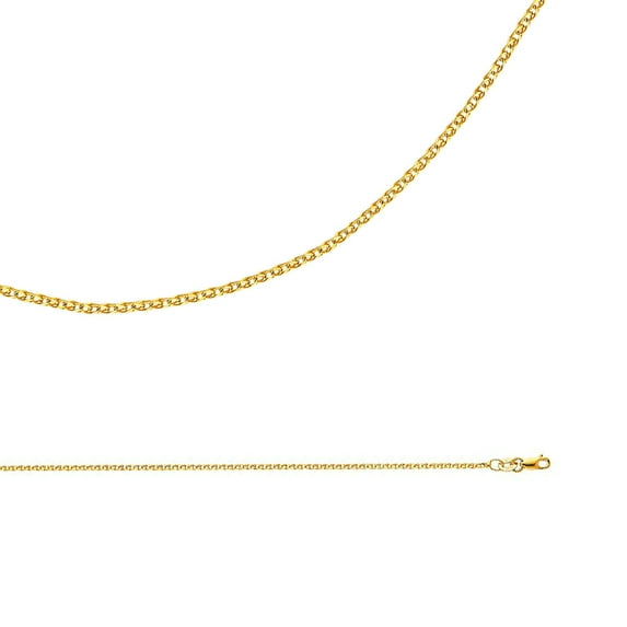 Wheat Chain Solid 14k Yellow Gold Necklace Flat Open Cable Link Polished Genuine Thin 1.5 mm 16 inch
