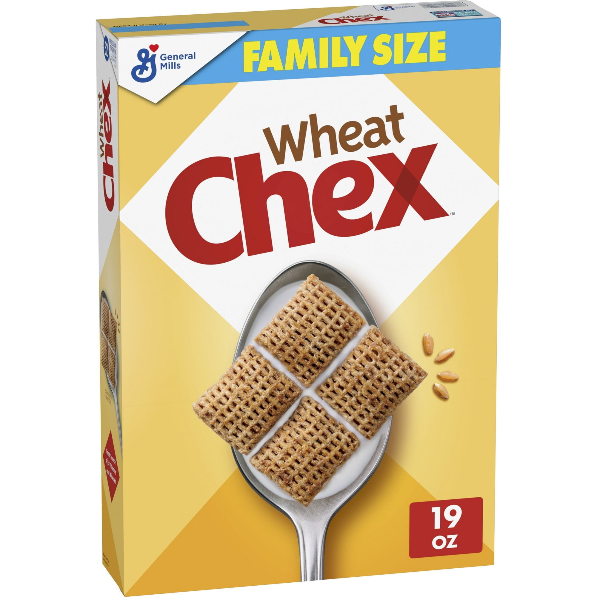 Wheat Chex Breakfast Cereal, Homemade Chex Mix Ingredient, Family Size, 19 oz (Pack 4)