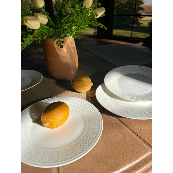 Wheat Durable White Porcelain Dinner Plates