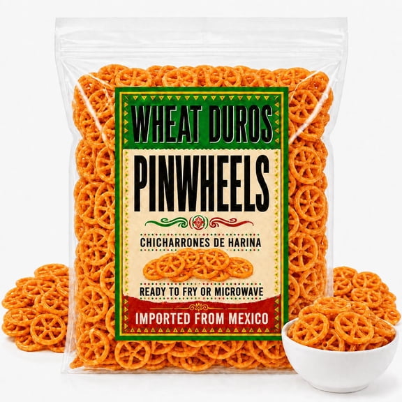 Wheat Duros Pinwheels 32 oz (2 lb), Mexican Wheat Snack Wheels, Chicharrones de Harina, Duros Ruedas, Duritos Mexicanos for Frying, Imported from Mexico