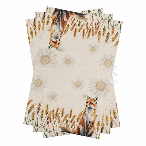 Wheat Ear Fox Kitchen Towels Dish Towel Pack of 3 Fall Thanksgiving Soft Dish Cloth Set Absorbent Dishcloth for Drying Dishes, Hand Towels 18 x 28 Inches