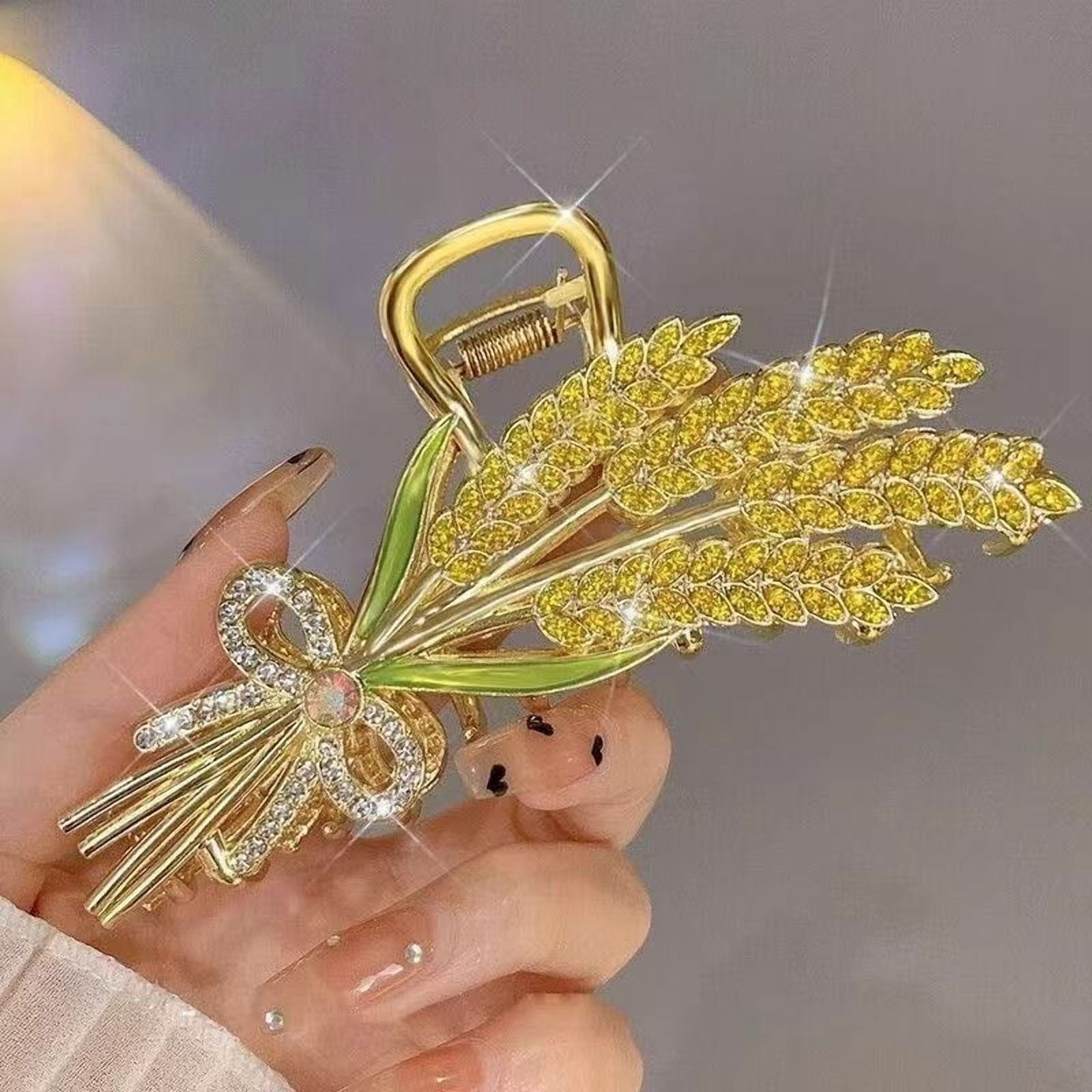 Wheat Ear Hair Clip Shark Claw Clip for the Back of the Head Floral Hair Accessories New Year Gift Set for Girlfriend