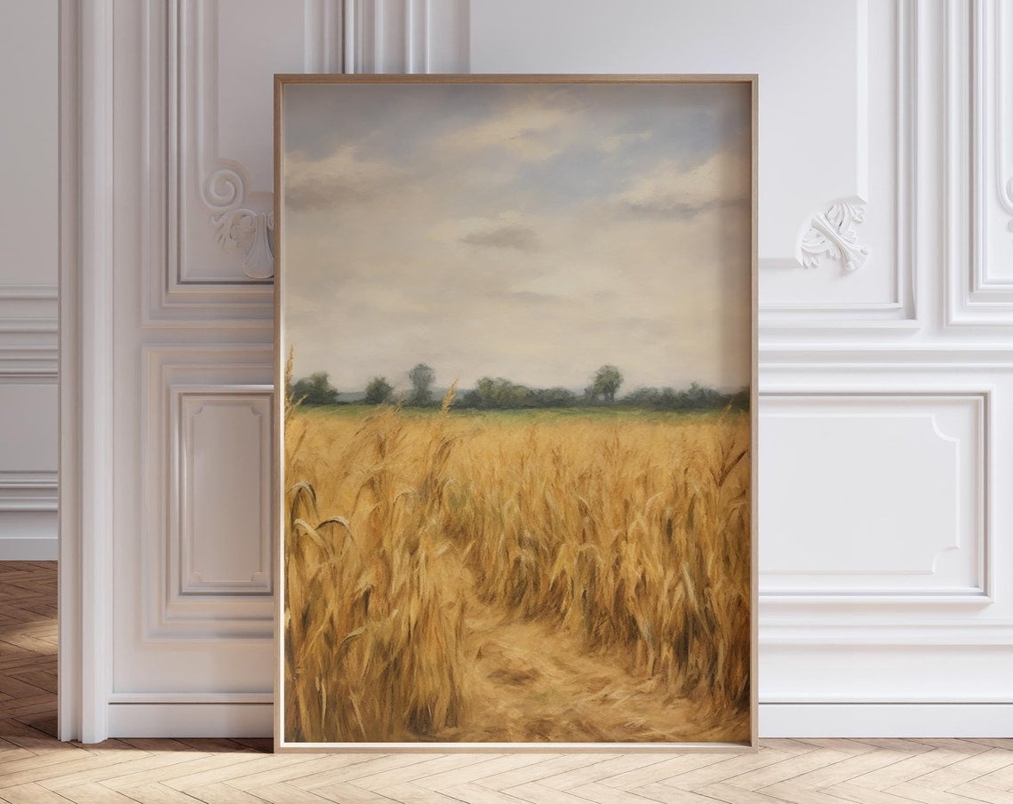 Wheat Field Landscape Oil Painting, Vintage Art Print, Countryside Wall ...