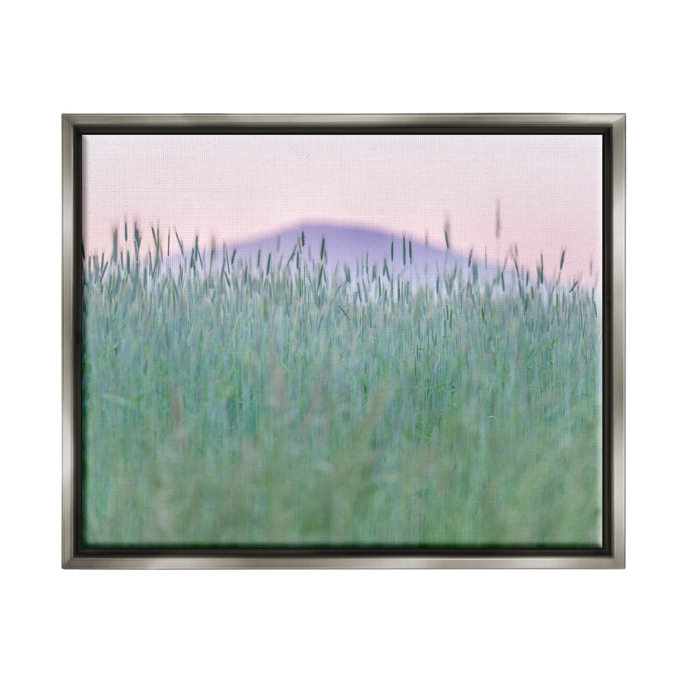 Wheat Field Pastel Mountain Peak Landscape Photograph Luster Gray Framed Art Print Wall Art