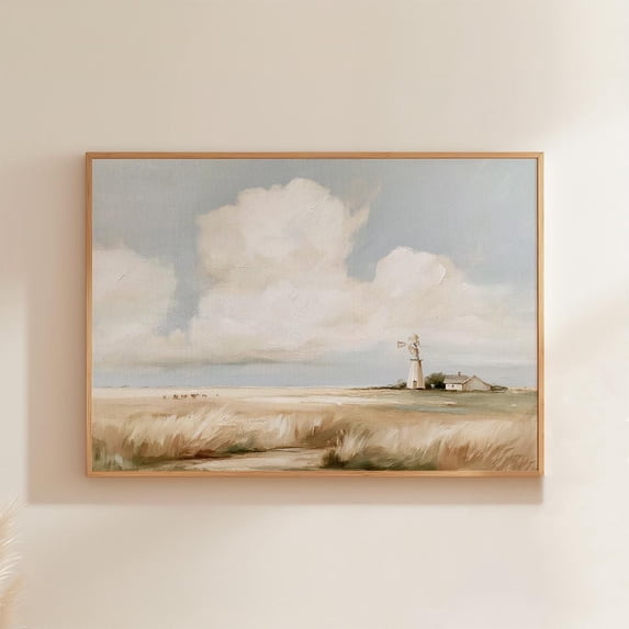 Wheat Field Windmill Landscape Country Paper Decorative Wall Art ...