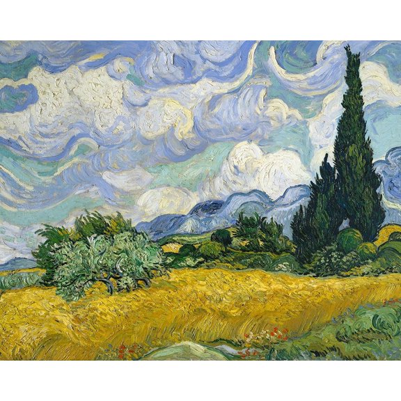Wheat Field With Cypresses Poster Print by Vincent Van Gogh