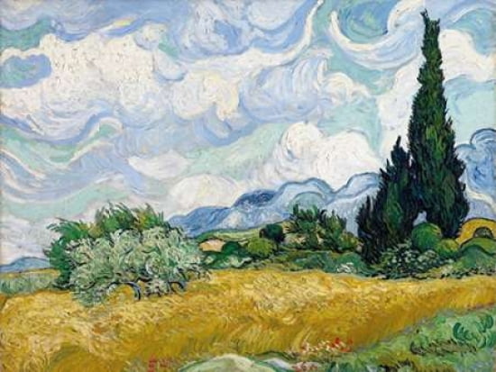 Wheat Field with Cypresses Canvas Art - Vincent Van Gogh (22 x 28)