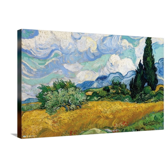 Wheat Field with Cypresses Canvas Wall Poster, 22.375" x 34"