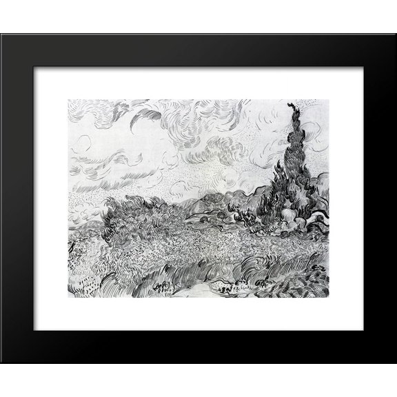 Wheat Field with Cypresses at the Haude Galline near Eygalieres 20x24 Framed Art Print by Vincent van Gogh