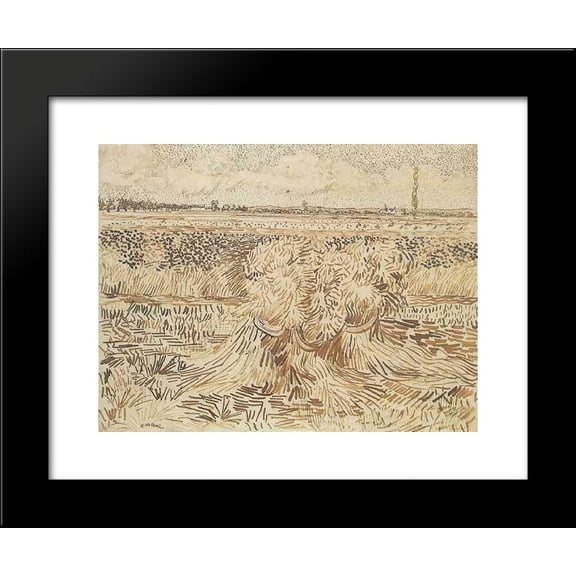 Wheat Field with Sheaves 20x24 Framed Art Print by Vincent van Gogh