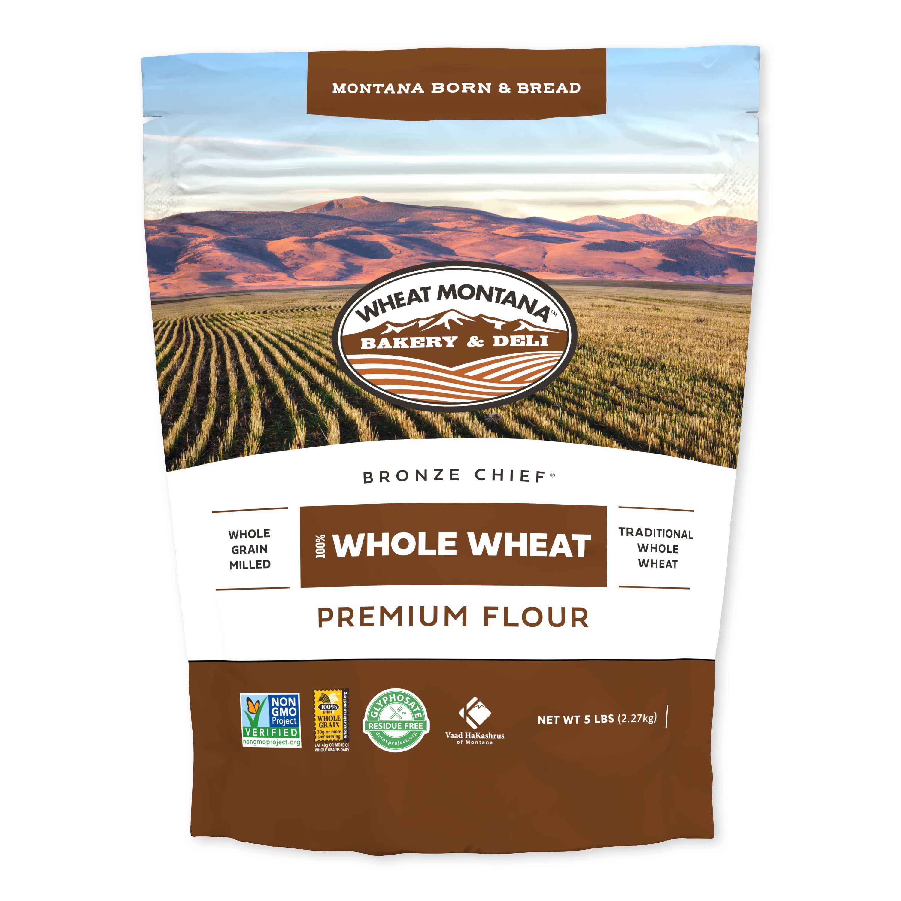 Wheat Montana Bakery, Bronze Chief Whole Wheat Flour, Non-GMO Verified, Certified Kosher, 5 lbs