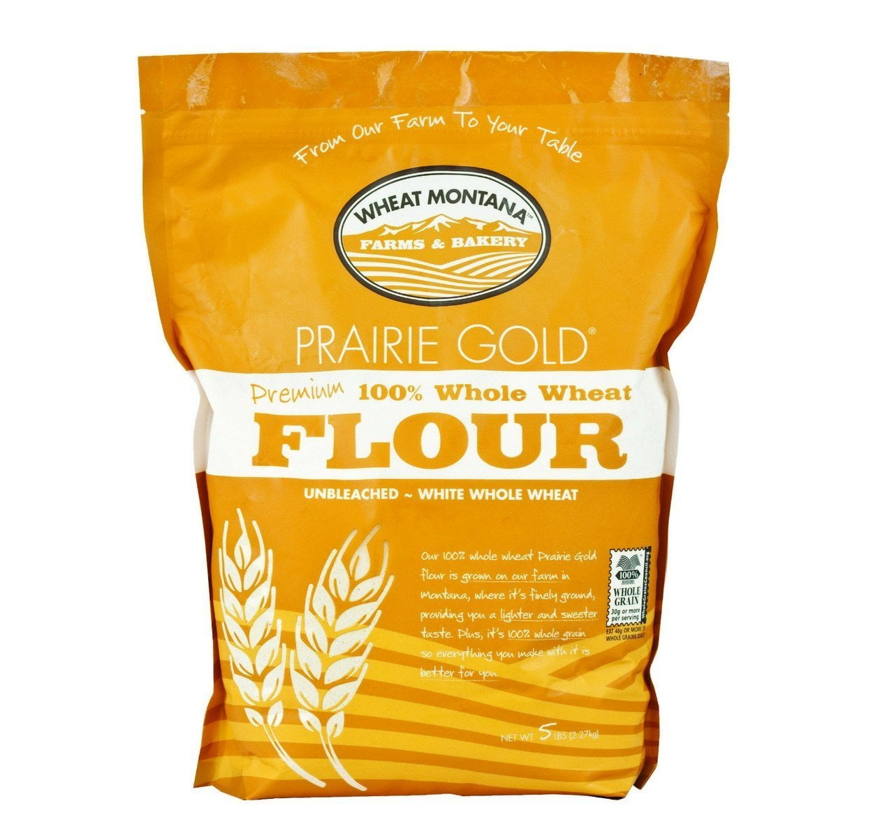 Wheat Montana Prairie Gold 100% Whole Wheat Flour (Pack of Four  5 Lb. Bags)