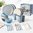 Wheat Stdinnerware Sets 64-piece Plates And For 8-unbreakable Reusable ...