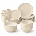 Wheat Stdinnerware Sets For 8 32 Unbreakable Plates And Kitchen Dish ...