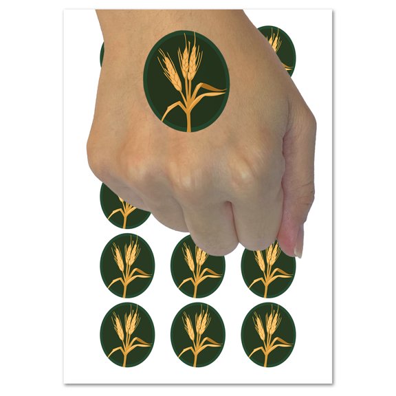 Wheat Stem Water Resistant Temporary Tattoo Set Fake Body Art Collection - 54 1" Tattoos (1 Sheet)