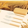 thumbnail image 1 of Wheat Straw 4-Piece Travel Utensils Set | Folding Knife Fork Spoon Chopsticks | Portable Case | Reusable Plastic Flatware for Camping Picnic Office, 1 of 6