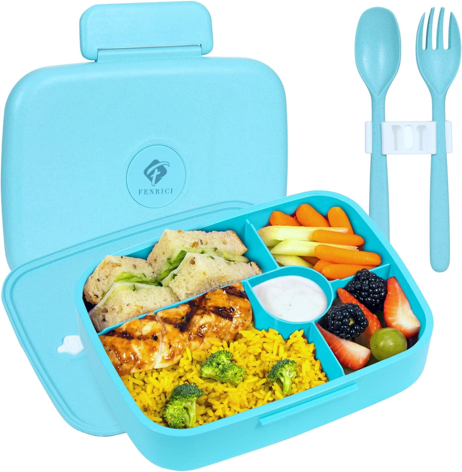 Wheat Straw Bento Box Lunch Box for Kids and Teens | 5 Leakproof ...