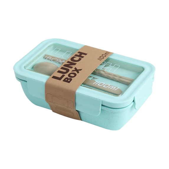 Wheat Straw Bento Box with Utensils, Microwave Safe Stackable Compartments Lunch Container, Meal Prep Kit for Office Travel, Reusable Eco-Friendly Food Storage, BPA-Free