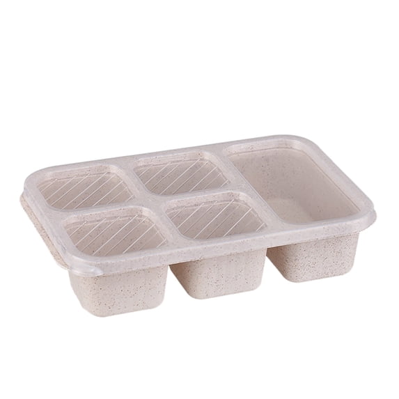 Wheat Straw Bento Reusable Lunch Container 5 Compartment Meal Prep Food Storage For Adults Kids Snacks