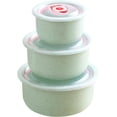 thumbnail image 1 of Wheat Straw Bowl Sets 3 with lids Built-in Vents, Unbreakable And Reusable Light Weight Bowl For Soup, Oatmeal, Breakfasts or Desserts, Leftovers,RV, Camping BPA Free Dishwasher Safe (Green), 1 of 8