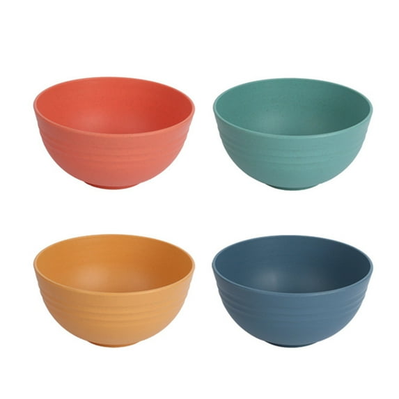 Wheat Straw Bowl Sets,4 PCS Unbreakable Cereal Bowl,Microwave and Dishwasher Safe Bowls,Bowl Sets for Camping and Picnic Colorful Salad Bowls for Serving Soup,Oatmeal and Fruit(Orange,5.7X5.7X2.8")