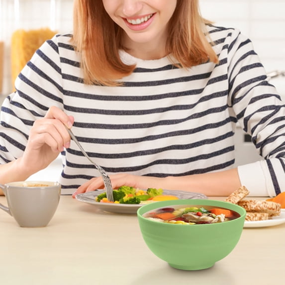 Wheat Straw Bowls Set, Eco Friendly Microwave and Dishwasher Safe Cereal Salad Pasta Bowls, BPA Free Unbreakable Dinnerware for Camping Office, Stackable Bowls for Kitchen and Travel