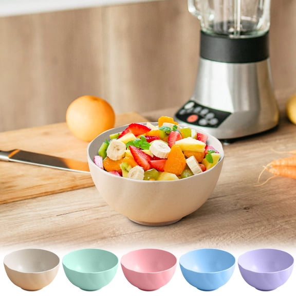 Wheat Straw Bowls Set of 5, Lightweight Serving Bowls for Soup, Salad, Oatmeal Multi Color for Home & Kitchen Small Straw Plastic Bowls Use,Beige