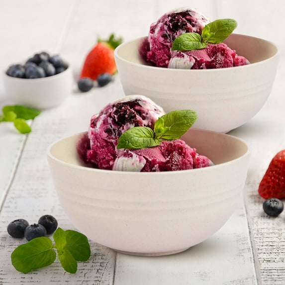 Wheat Straw Cereal Bowls Set Microwave & Dishwasher Safe Eco-Friendly Bowls, Unbreakable Dinnerware for Soup, Pasta, Salad, 6-Inch Natural Fiber Bowls