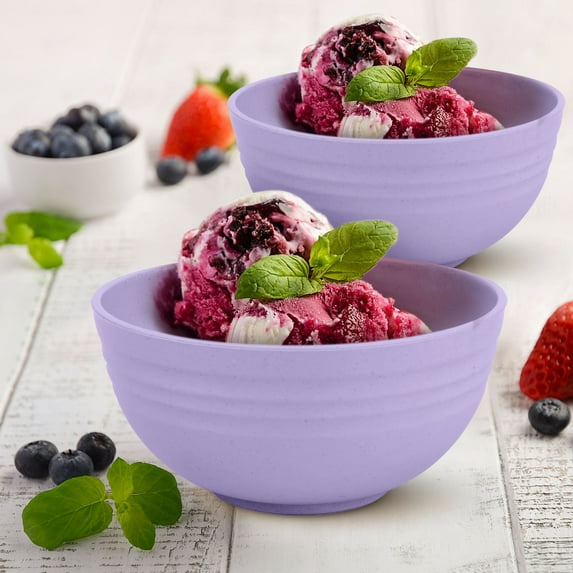 Wheat Straw Cereal Bowls Set Microwave & Dishwasher Safe Eco-Friendly Bowls, Unbreakable Dinnerware for Soup, Pasta, Salad, 6-Inch Natural Fiber Bowls