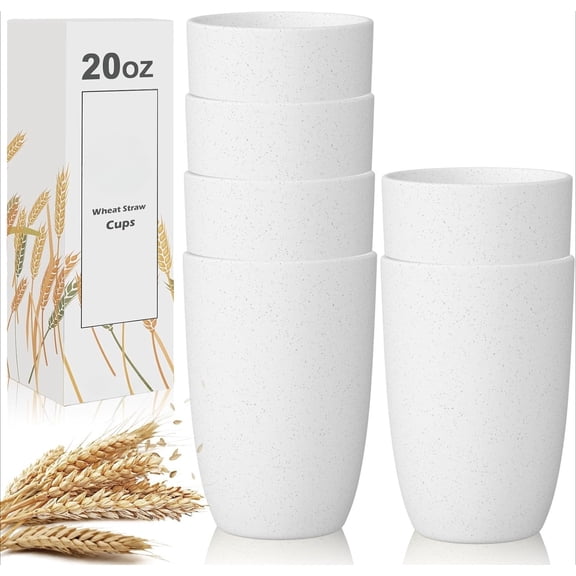 Wheat Straw Cups 6 PCS Good Alternative to Plastic Reusable Cups 20 oz Unbreakable Drinking Cup Reusable Dishwasher Safe Water Plastic