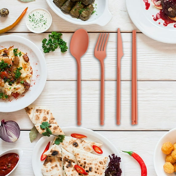 Wheat Straw Cutlery Set | 3-Piece Knife Fork Spoon | Eco-Friendly Plastic Utensils | Portable Camping & Picnic Tableware | Kids School Lunch Box Included