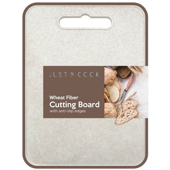 Just Cook Wheat Straw Cutting Board, Reversible Rectangular Kitchen Chopping Board with Anti-Slip Edges, Mocha Mouse