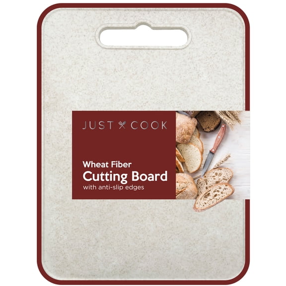 Just Cook Wheat Straw Cutting Board, Reversible Rectangular Kitchen Chopping Board with Anti-Slip Edges, Wine