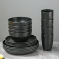 thumbnail image 1 of Wheat Straw Dinnerware Set 16-Piece Plates Bowls Cups Shatterproof Microwave Safe Dishwasher Safe Reusable BPA-Free Eco-Friendly Kitchen Dining Tableware for Home Camping Party, 1 of 6