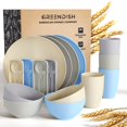 thumbnail image 1 of Wheat Straw Dinnerware Set with Reusable Cutlery Utensils Unbreakable Dinnerware Set Dishwasher Safe, 1 of 7