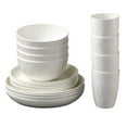 thumbnail image 1 of Wheat Straw Dinnerware Sets, 16-Piece Lightweight Plastic Dinnerware Set with 8.9 Inch Unbreakable Plates, Bowl Set and Cup Set, BPA free, Dishwasher & Microwave Safe, Service for 4 - White, 1 of 6