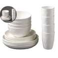 thumbnail image 1 of Wheat Straw Dinnerware Sets, 16-Piece Lightweight Plastic Dinnerware Set with Unbreakable Plates, Bowl Set and Cup Set, Dishwasher & Microwave Safe, 1 of 6