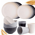 thumbnail image 1 of Wheat Straw Dinnerware Sets, 16PCS Plastic dinnerware Set for 4, Wheat Straw Plates and Bowls sets, Unbreakable Dinnerware Plastic Microwave Safe Dishes Det for Kitchen&Camping,New Year, 1 of 6